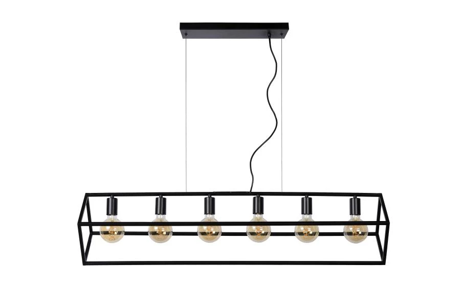 Lucide FABIAN - Pendant light - 6xE27 - Black - off